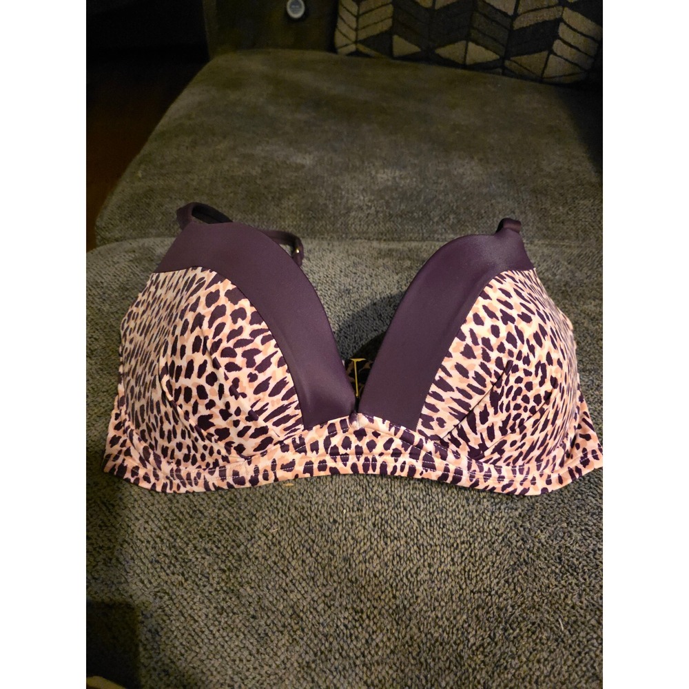 Victorias Secret Angel Convertible Bikini Top Leopard Print Purple 34DD